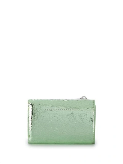 Shop Mm6 Maison Margiela Metallic Sheen Zipped Wallet In Green