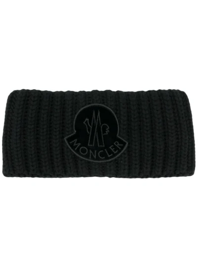 MONCLER CABLE KNIT HEAD BAND - 黑色