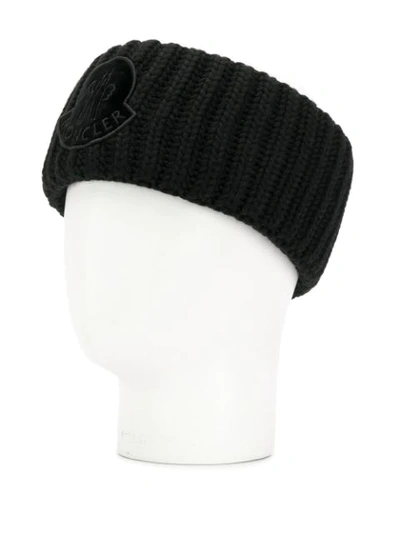 Shop Moncler Cable Knit Head Band In Black