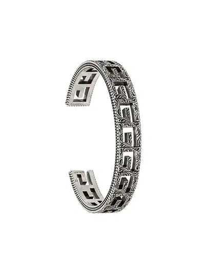 Shop Gucci Square G Cuff Bracelet In Silver