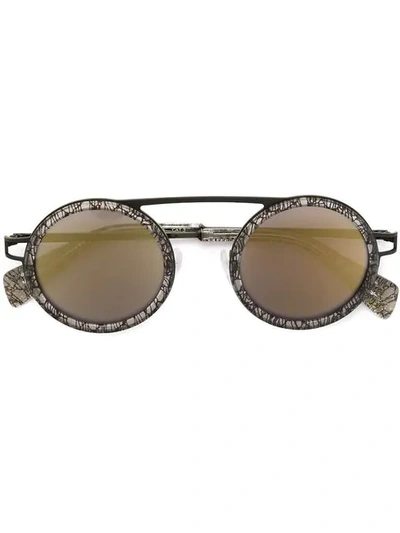 Shop Yohji Yamamoto Round Frame Sunglasses
