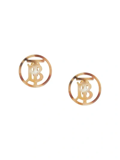 Shop Burberry Resin And Gold-plated Monogram Motif Earrings