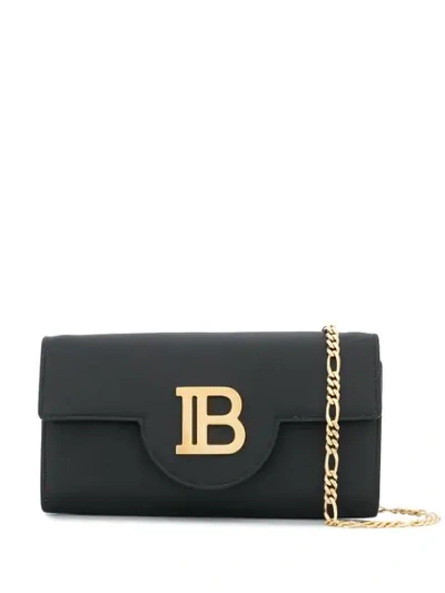 Shop Balmain Logo Shoulder Bag In Black