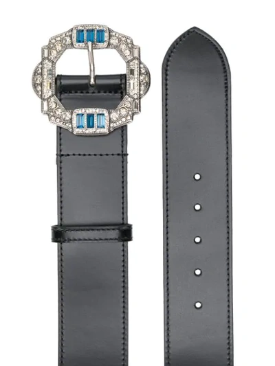 Shop Etro Jewelled Buckle Belt In Black