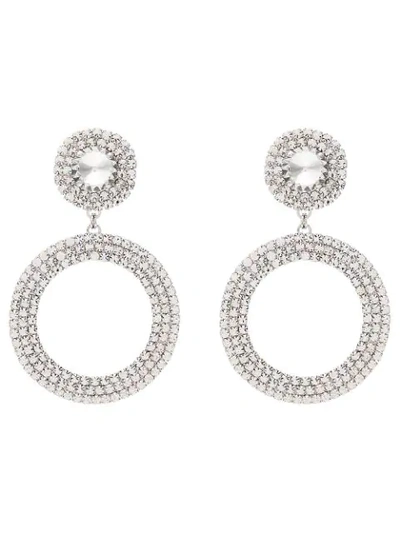 Shop Alessandra Rich Embellished Drop Hoop Earrings In Metallic