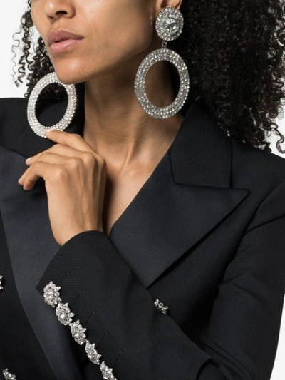 Shop Alessandra Rich Embellished Drop Hoop Earrings In Metallic