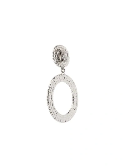 Shop Alessandra Rich Embellished Drop Hoop Earrings In Metallic