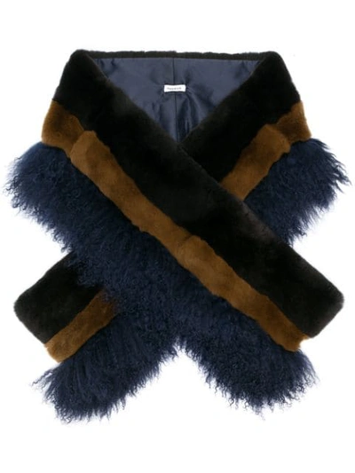 Shop P.a.r.o.s.h. Long Fur Stole In Blue