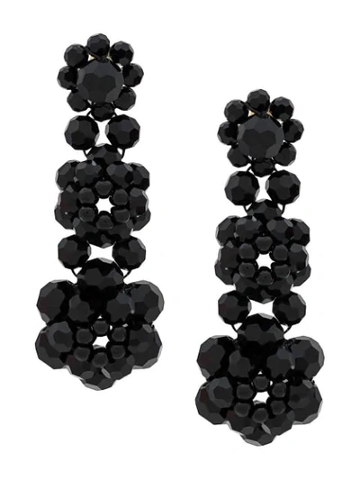 Shop Simone Rocha Crystal Beaded Drop Earrings In Black