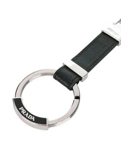 Shop Prada Ring Detail Keyring - Black