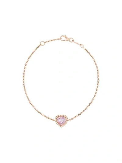 Shop Anita Ko Heart Pendant Bracelet In Rose Gold