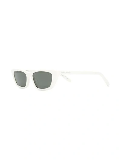 Shop Saint Laurent New Wave Sl Sunglasses In White