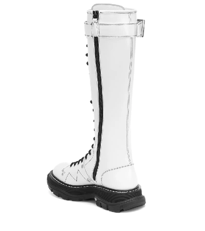 Shop Alexander Mcqueen Leather Knee-high Boots In White