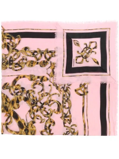 Shop Versace Barocco Print Scarf - Pink
