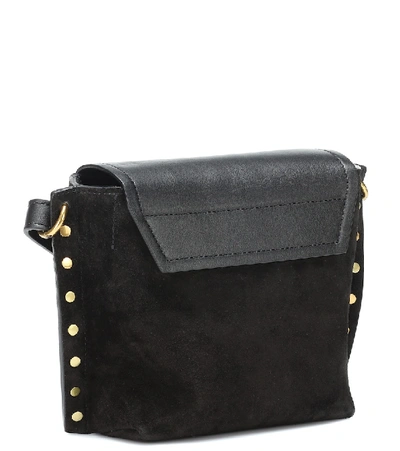 Shop Isabel Marant Kleny Suede And Leather Shoulder Bag In Black