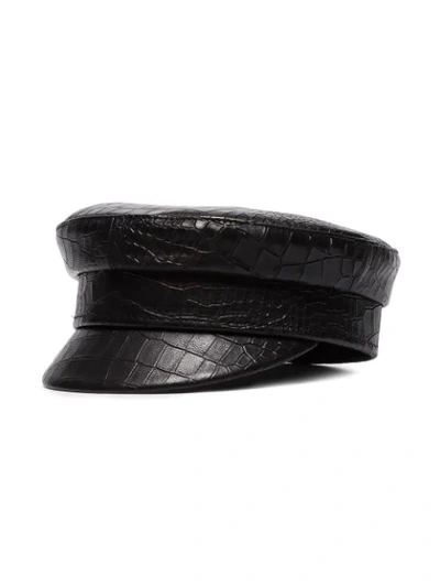 Shop Ruslan Baginskiy Croc-effect Baker Boy Hat In Black