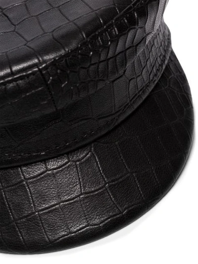 Shop Ruslan Baginskiy Croc-effect Baker Boy Hat In Black
