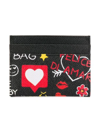 Shop Dolce & Gabbana Mural Print Card Holder In Black