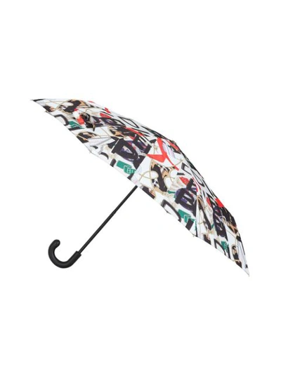 Shop Burberry Graffiti Archive Scarf Print Folding Umbrella In White