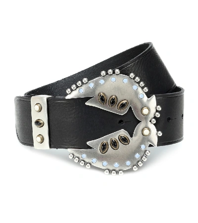 Shop Isabel Marant Abigail Leather Belt In Black