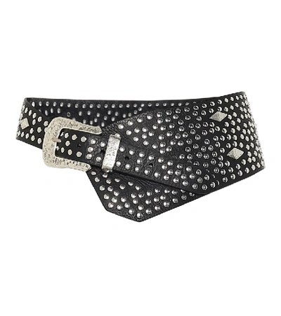 Shop Isabel Marant Lowli Studded Leather Belt In Black