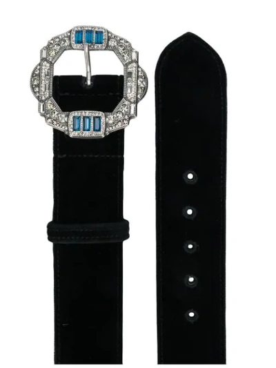 Shop Etro Embellished Buckle Belt In Black