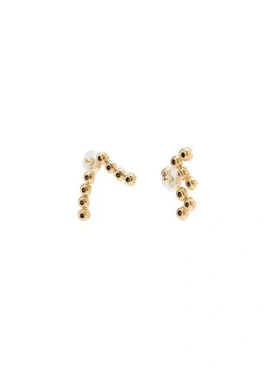 YELLOW GOLD-PLATED CRYSTAL BAR EARRINGS