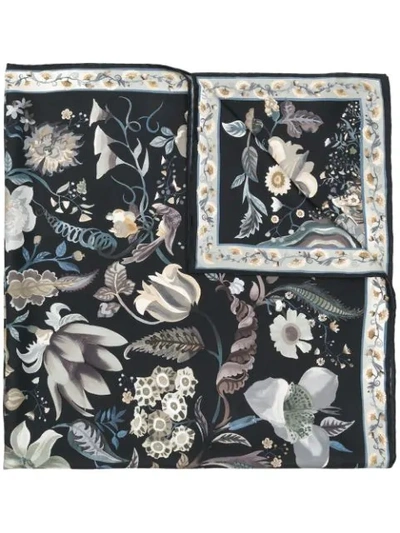 Shop Ferragamo Salvatore  Gancini And Flowers Print Scarf - Black