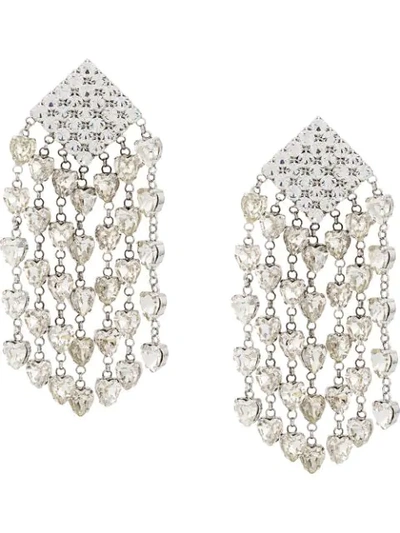 Shop Alessandra Rich Oversized Embellished Earrings In Silver
