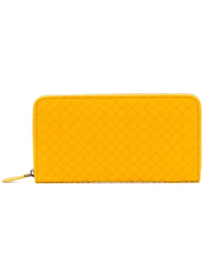 Shop Bottega Veneta Woven Long Wallet In Yellow