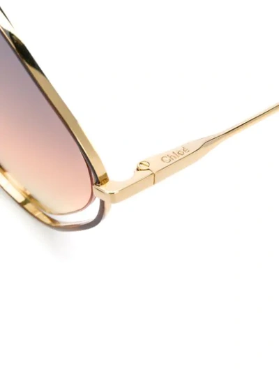 Shop Chloé Poppy Diamond-frame Sunglasses In Gold