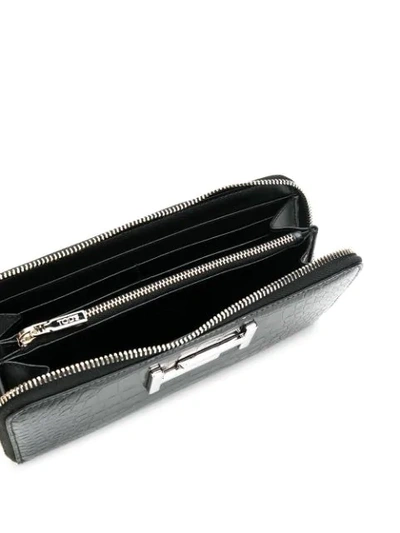 Shop Tod's Embossed Double T Wallet In Black
