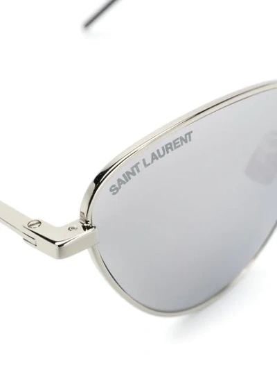 Shop Saint Laurent Cat Eye Sunglasses In Silver