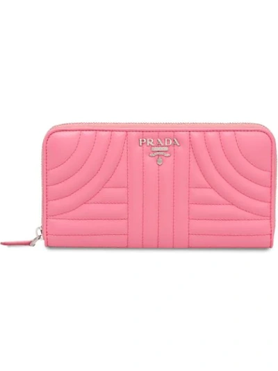 Shop Prada Leather Wallet In Pink