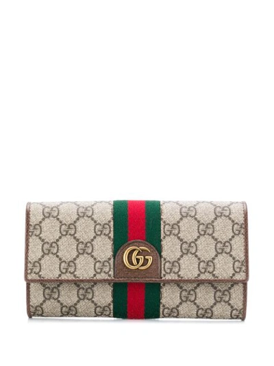 Shop Gucci Monogram Wallet In Neutrals