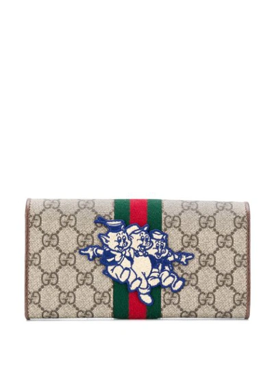 Shop Gucci Monogram Wallet In Neutrals