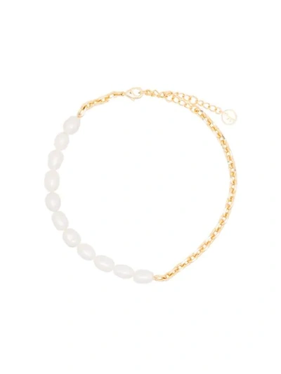 Anissa Kermiche Duel Pearl And 18kt Gold-plated Anklet In Gold