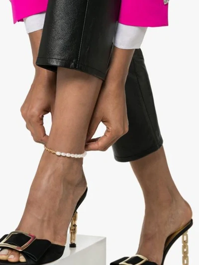 Shop Anissa Kermiche Pearl Chain Anklet In Gold