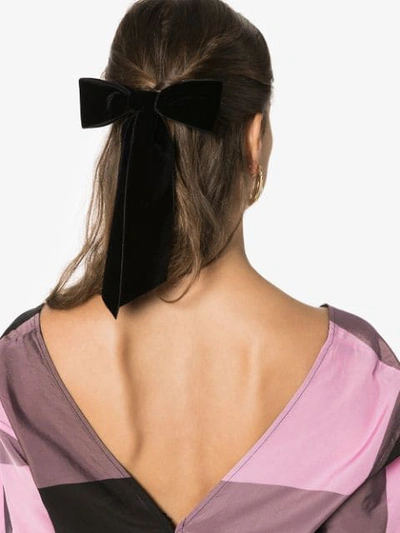 Shop Jennifer Behr Wide Bow Hair Clip In Black