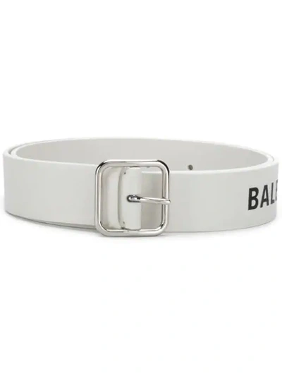 Shop Balenciaga Logo Print Belt In White