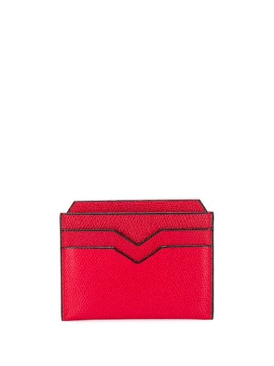 Shop Valextra Textured Card Holder In Red