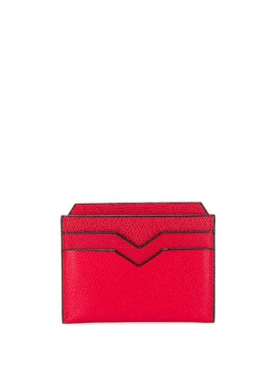 Shop Valextra Textured Card Holder In Red