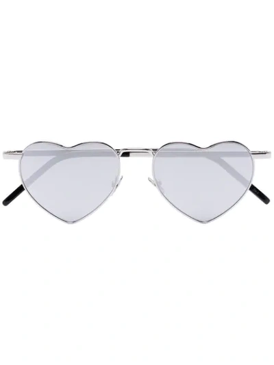 Shop Saint Laurent Heart-shaped Sunglasses In Metallic