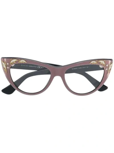 Shop Gucci Embellished Cat Eye Glasses In Multicolour