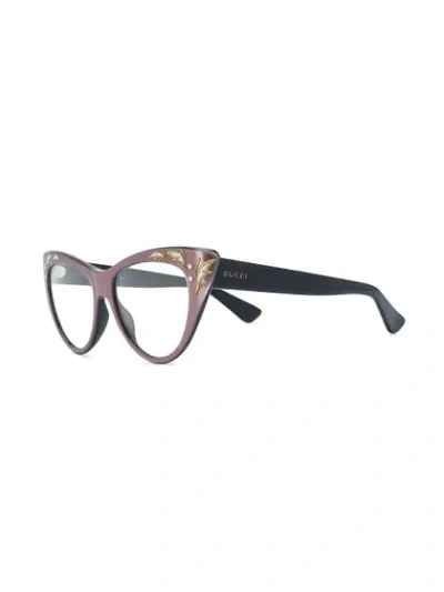 Shop Gucci Embellished Cat Eye Glasses In Multicolour