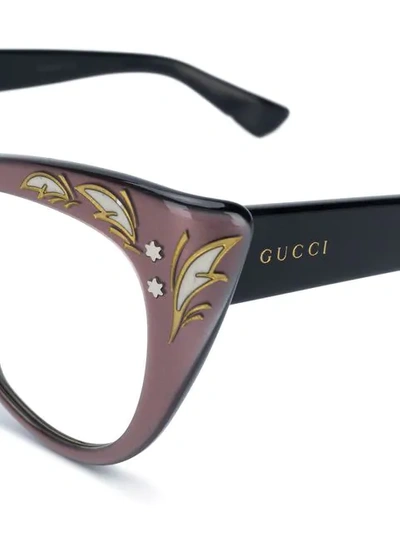 Shop Gucci Embellished Cat Eye Glasses In Multicolour