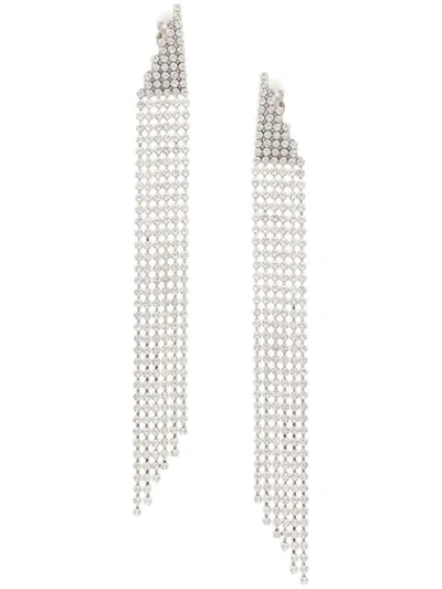 Shop Saint Laurent Crystal Cascade Earrings In Silver