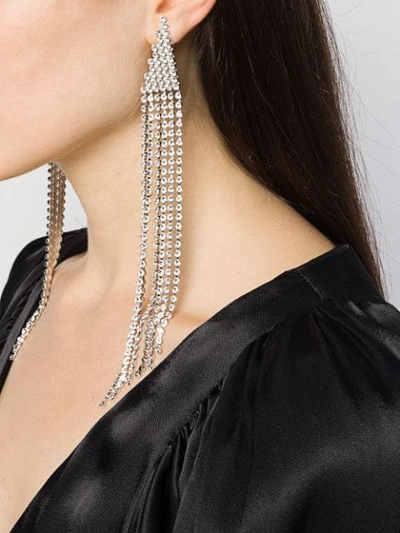 Shop Saint Laurent Crystal Cascade Earrings In Silver