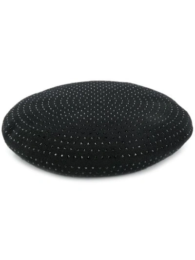 Shop Saint Laurent Crystal Embellished Beret In Black