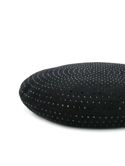 SAINT LAURENT CRYSTAL EMBELLISHED BERET - 黑色